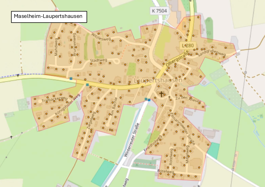 Übersichtskarte geplanter Breitbandausbau in Laupertshausen