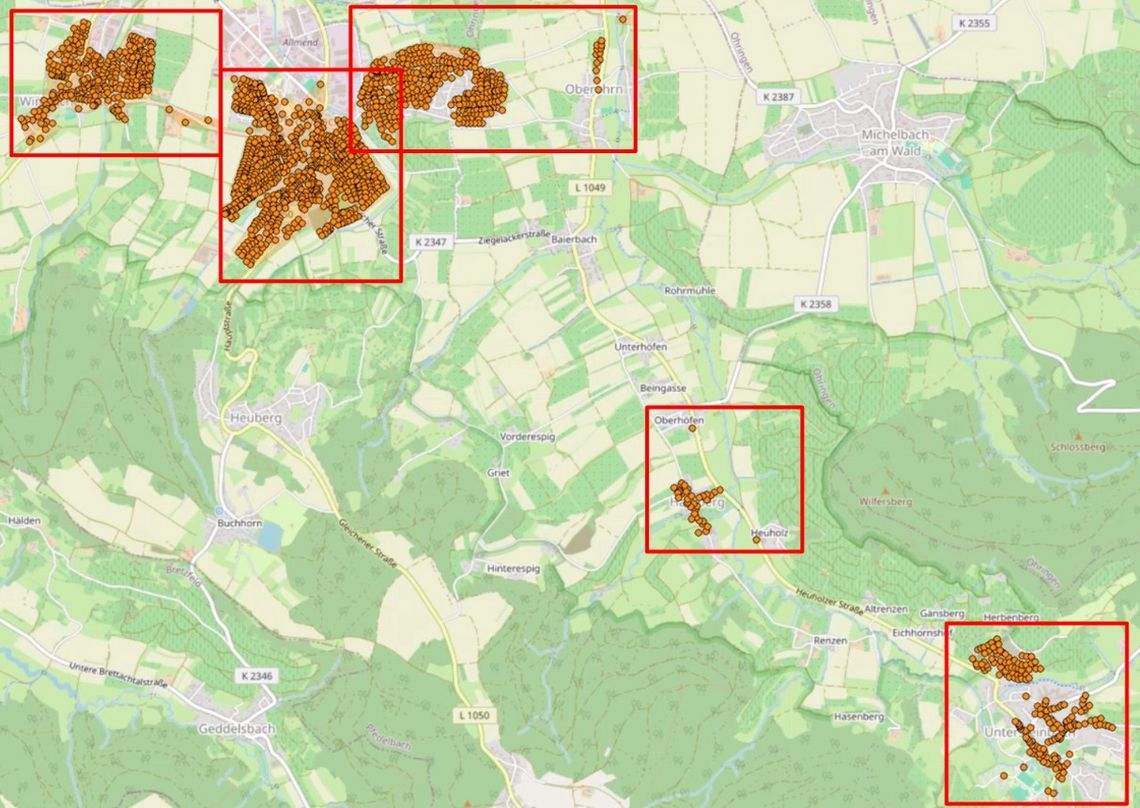 Übersicht geplante Ausbaugebiete für Pfedelbach und Umgebung