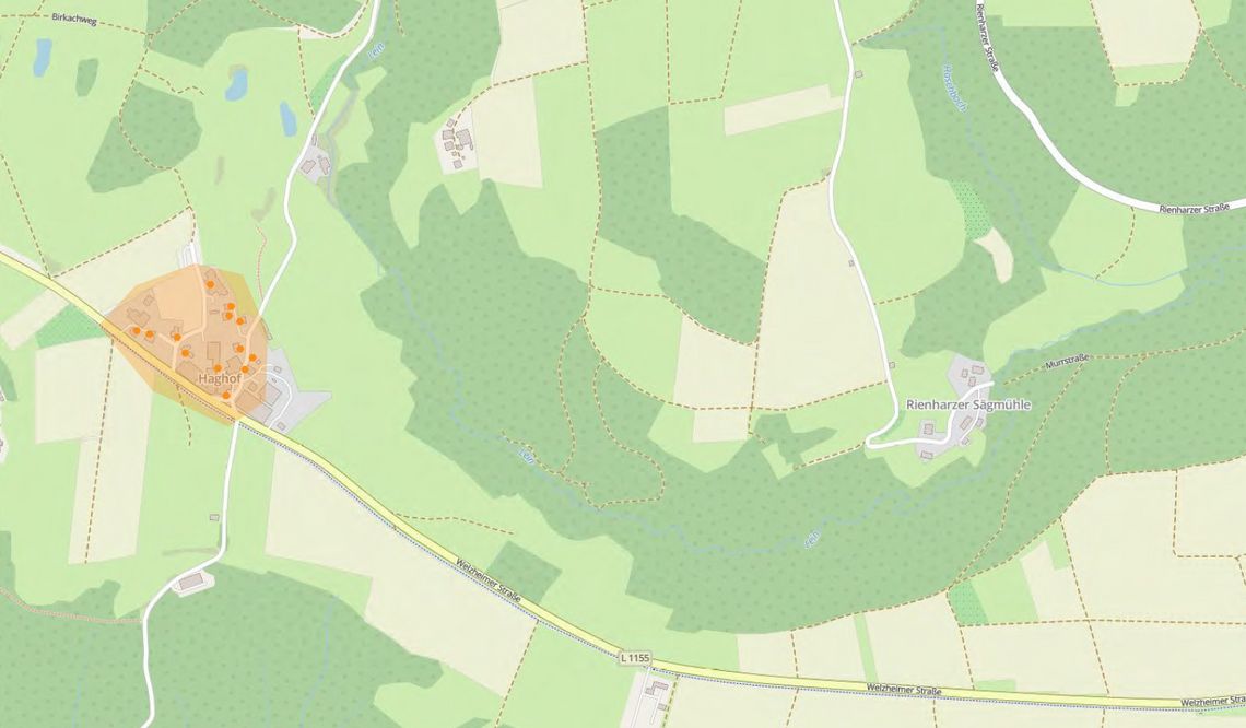 Übersichtskarte geplanter Breitbandausbau Haghof