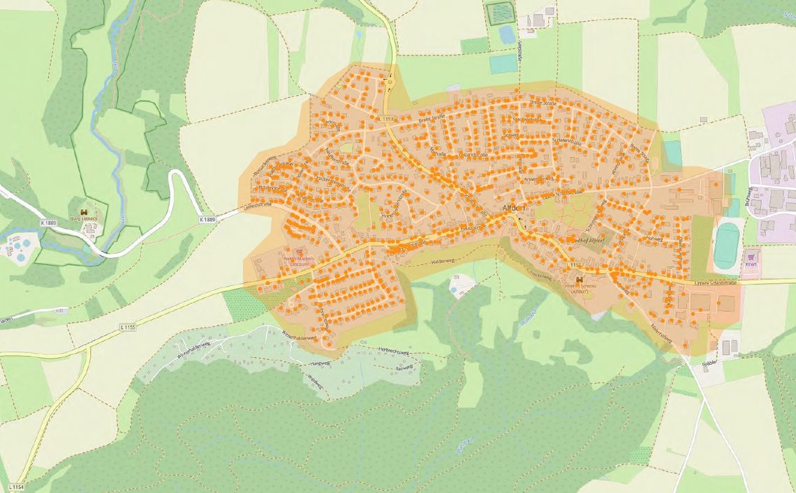 Übersichtskarte geplanter Breitbandausbau Alfdorf