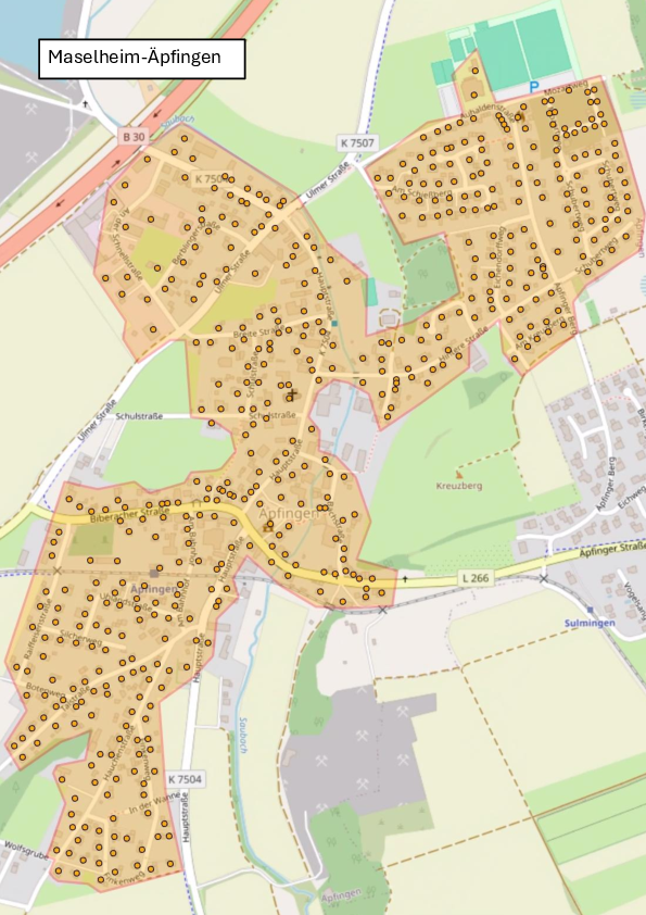 Übersichtskarte geplanter Breitbandausbau in Äpfingen