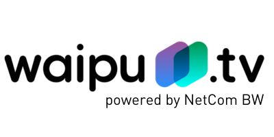Logo waipu.tv powered by NetCom BW