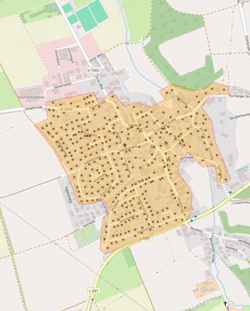 Übersichtskarte geplanter Breitbandausbau Hüttisheim Übersichtskarte geplanter Breitbandausbau Hüttisheim
