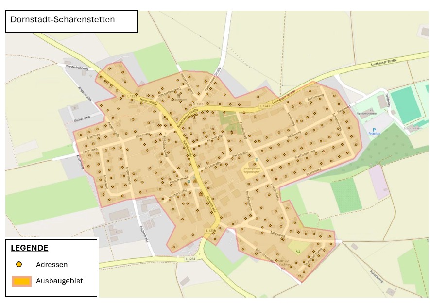 Übersichtskarte geplanter Breitbandausbau Scharenstetten