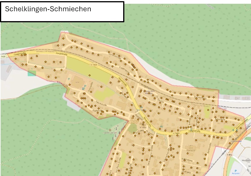 Übersichtskarte geplanter Breitbandausbau Schelklingen-Schmiechen